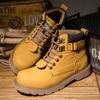 Outdoor Velvet Winter Boots For Men Fashion Warm Fur Lace-up Women's Short Boots Classic Yellow Leather Biker Men's Ankle Boots