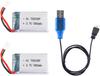 2x LiPo Batteries 3.7V 380mAh with USB Cable – Compatible with Hubsan X4 H107C H107D H107L, Syma X11 X11C, HS170 – for RC Quadcopters and Helicopters