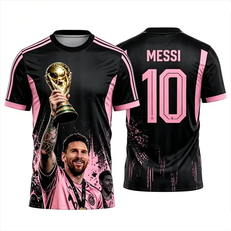 Футбольная футболка Месси 10 Goat, Футболка с коротким рукавом для фанатов