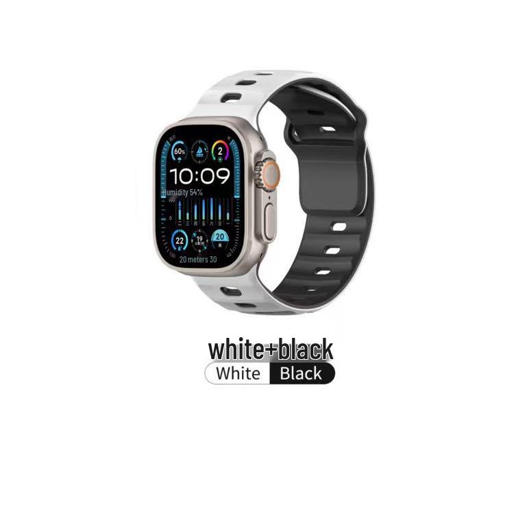 Двухцветный силиконовый ремешок для Apple Watch 10/9/8/7/6 поколений