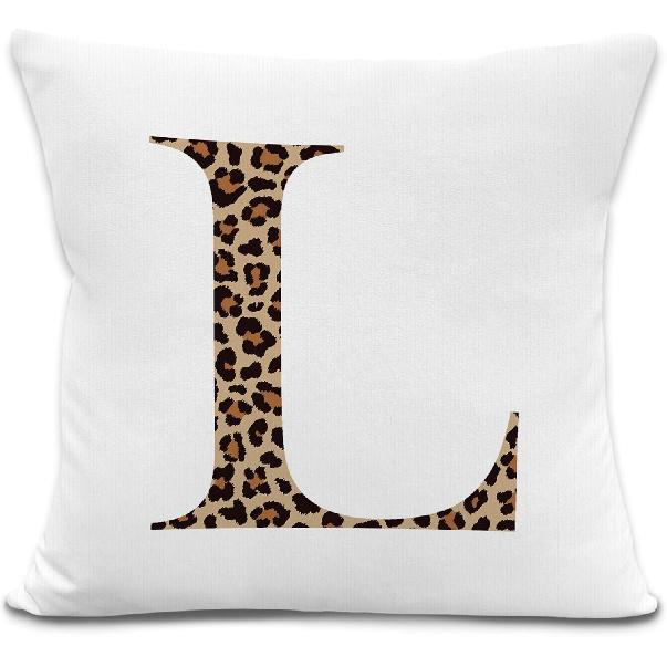 Leopard Print Initial Letter A Throw Pillow Covers, Cheetah Room Decor, Monogram Cheetah Print Decorative Pillowcases Cushion Cases for Home Bedroom