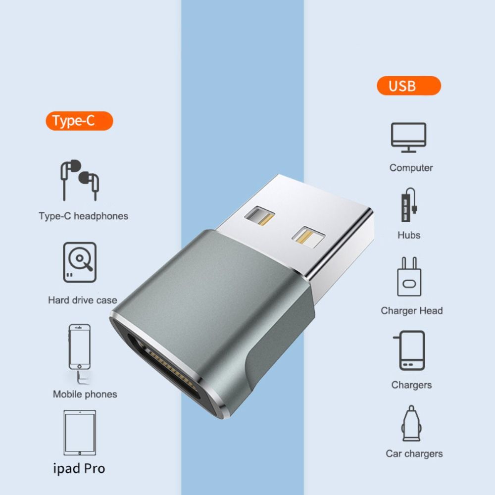Aluminium Type C To USB Adapter Black USB Type C Adapter USB-C Male OTG Converter for Type-C Port