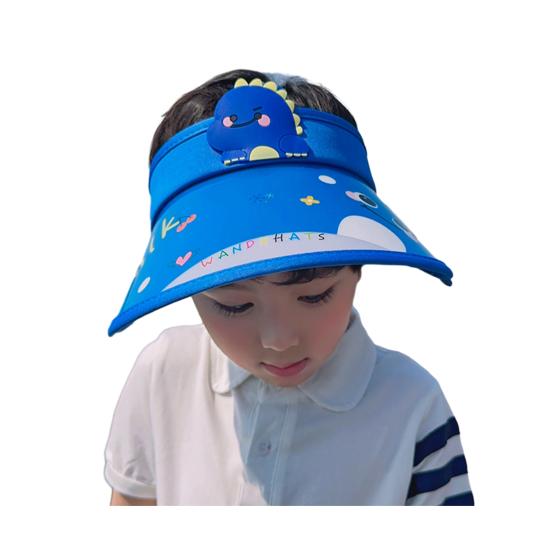 Кепка-козырек от солнца для детей с мультяшным рисунком и вентилятором для зарядки через USB UPF50+, летняя пляжная охлаждающая шляпа с пустым верхом и широкими полями для мальчиков и девочек 3–10 лет