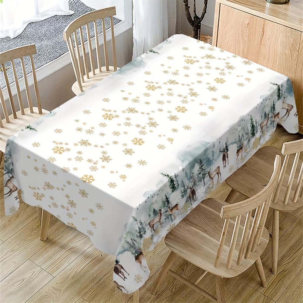 Рождественский олень Рождественская елка Снежинка Водонепроницаемая скатерть Декор стола Зимняя Кухня Обеденный стол Скатерть Рождественские украшения