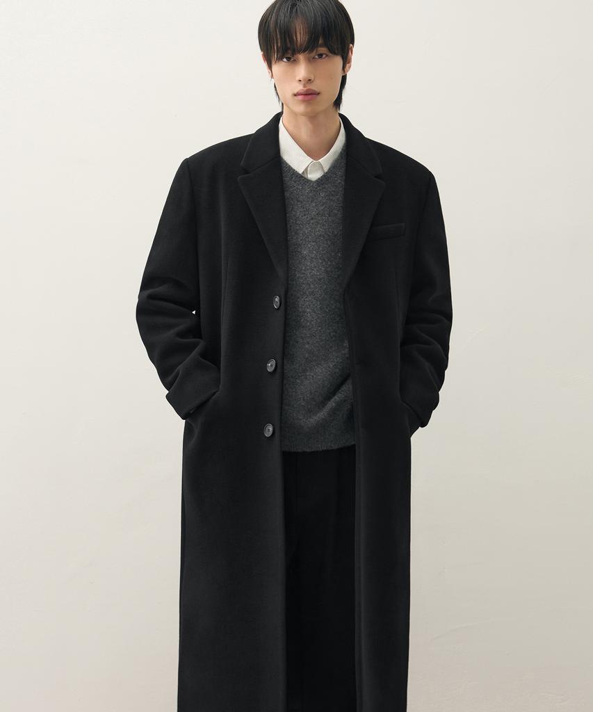 Draw Fit Premier Wool Single Chester Coat [Black]