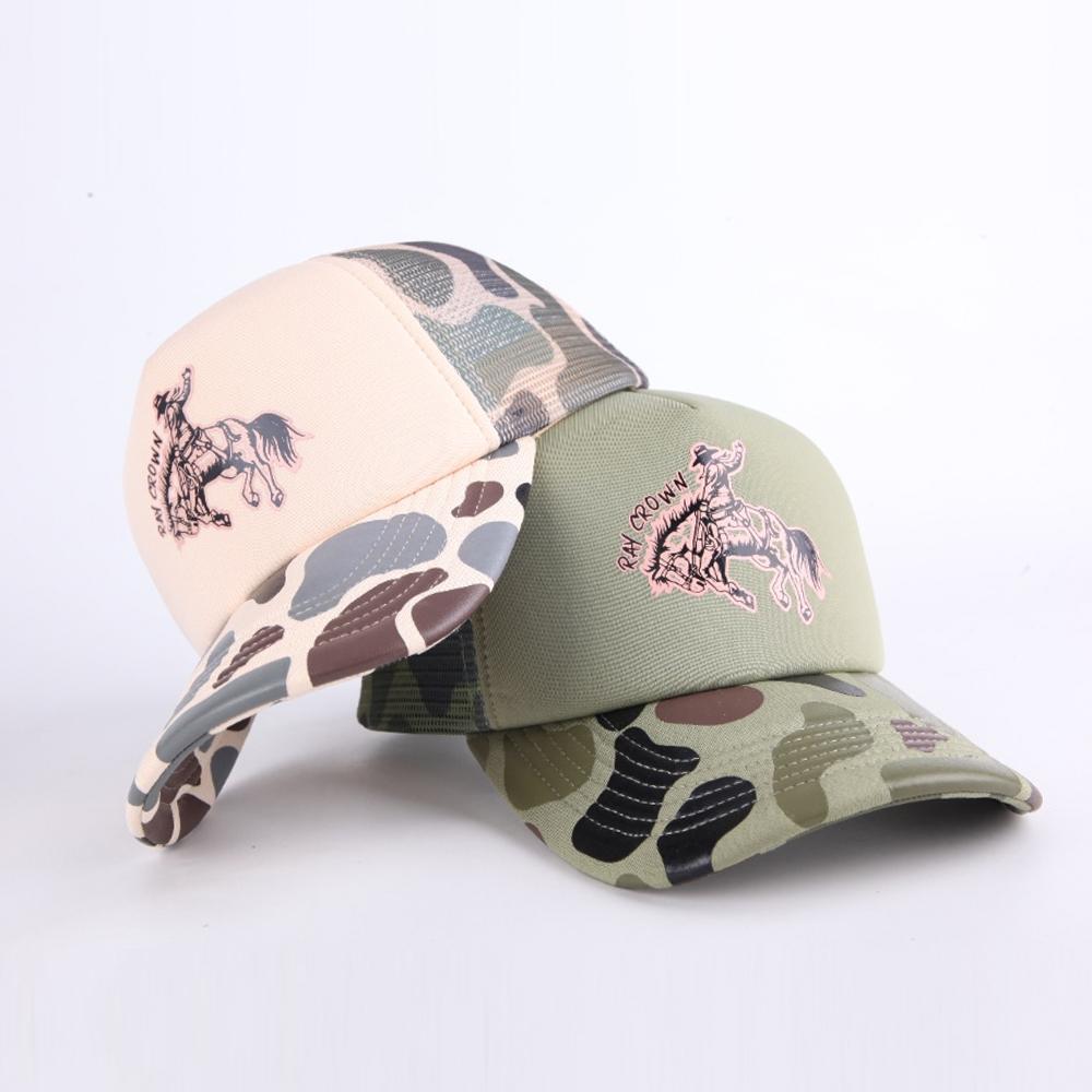 High Quality Custom Own logo 5 Panel Foam Mesh Baseball Cap Design Woven Label Foam Sports Trucker Cap