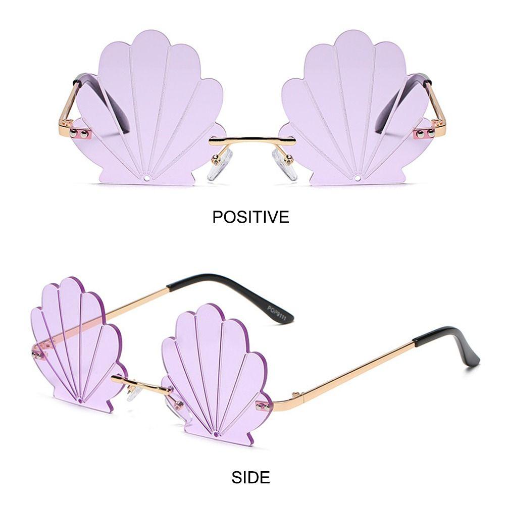 Shell Shape Rimless  Sunglasses Flower Shape Funny Shades Metal Sun Glasses  for Photo Props, Party