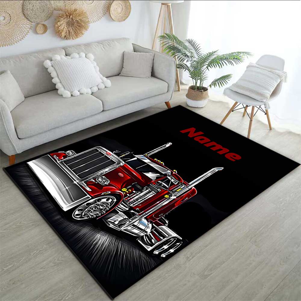 Truck Racing1 Customize your name rug, office chair cushion, home bedroom living room gift.