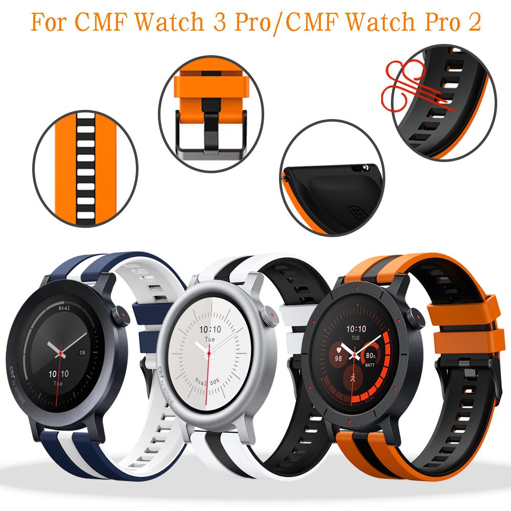 22 мм Универсальный ремешок для CMF Watch 3 Pro Двухцветный силиконовый дышащий ремешок Мужской Женский браслет для CMF Watch Pro/Pro 2 Браслет