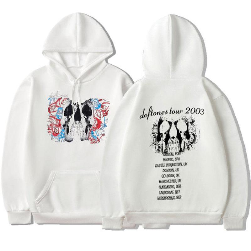 Винтажная рок-группа Deftones Tour Череп Черная группа Концертная толстовка Мужская панк-хип-хоп Готическая толстовки с капюшоном Уличная одежда унисекс