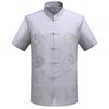 Men's Ethnic Summer Tang Suit: Short-Sleeved Stand Collar Monk Robe-Inspired Hanfu Top