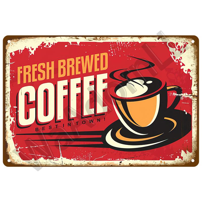 Metal Sign Coffee Tin Sign Posters Wall Decorations Vintage Cafe Retro Club Pub Bar Painting Home Decor Friends Wall Art Plaque