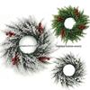 Christmas Wreath with Red Berry & Pine Cone for Indoor/Outdoor Wall, Window, or Door Decor