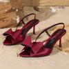 Fashion Butterfly-knot Decoration High Heeled Sandals Women Summer Sexy Open Toe Back Strap Slide Sandals Elegant Wedding Bridal Shoes