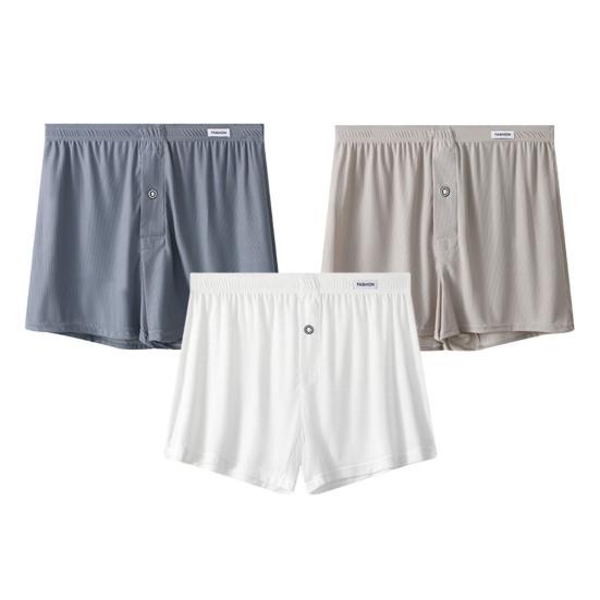 Мужское нижнее белье-боксеры с эластичной резинкой на талии, шорты со средней посадкой, однотонные широкие свободные трусы с пуговицами Fly Ice, шелковые тонкие трусики