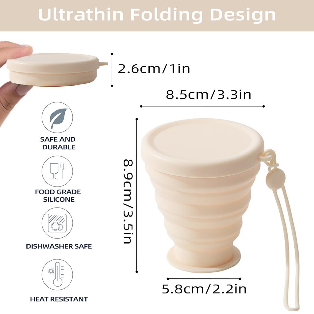 Складная силиконовая кружка для воды Leeseph с крышкой, складная дорожная кофейная кружка, многоразовые переносные кружки для кемпинга и путешествий