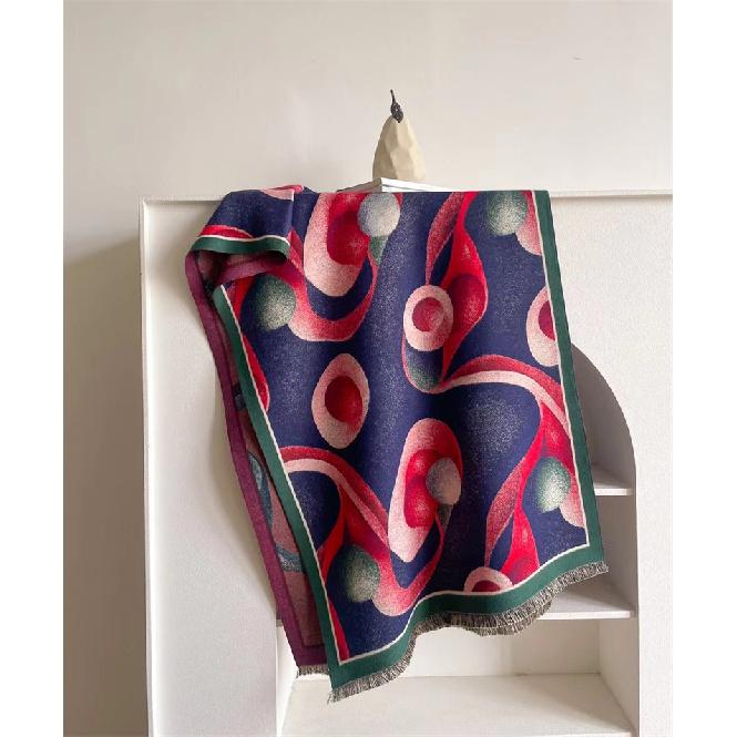 2024 Autumn/Winter New Thickened Warm Double Sided Two Tone Tassel Imitation Cashmere Scarf, High Grade Shawl Neck