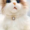 Ожерелье для питомца Сверкающие стразы Ожерелье из искусственного жемчуга для питомца Стильное двухслойное ожерелье для собак кошек Товары для питомцев