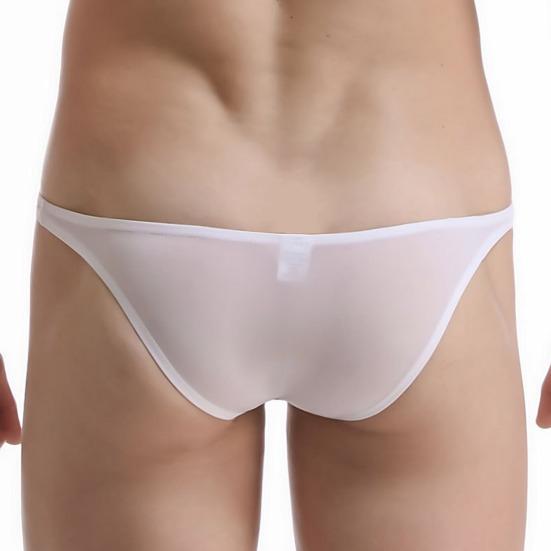 Men Briefs Ice Silk Ultra-Thin Low-Waist Underwear U-Convex Solid Color Elastic Breathable Panties Daily Wear