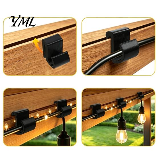 Eave Edge Light Mounting Clips Outdoor String Clips, Black Plastic Organize Hooks, Installation Tools Weather Resistant Snap-on Fasteners for