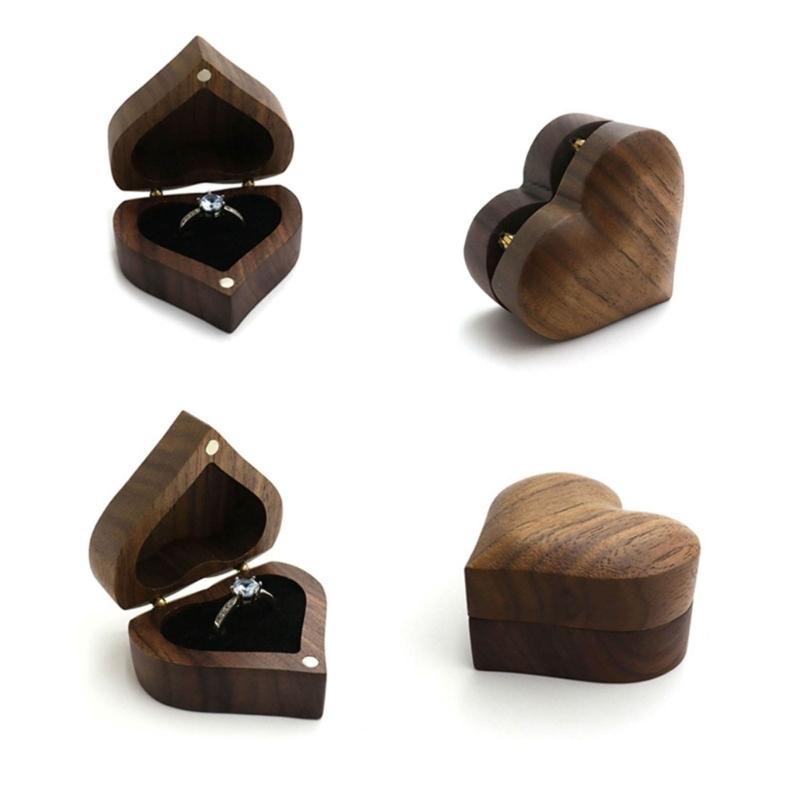 Vintage Wood Box Versatile Wedding Rings Box Charming Jewelry Presentation Box Wood Material Rings Accessories for Rings