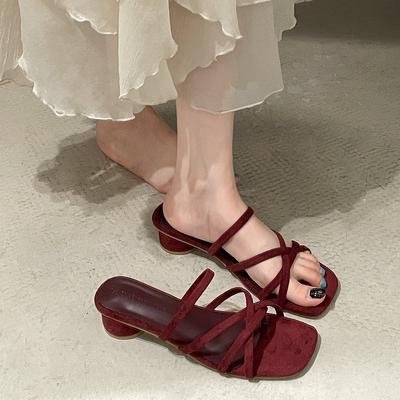 Взрыв популярности интернет-знаменитостей, ретро шлепанцы на толстом каблуке, женская летняя обувь 2025, новые фееричные французские крутые шлепанцы