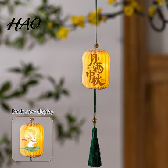Hanfu Accessory Lanterns Traditional Mini Chinese Lantern with LED Light, Handheld Middle Auspicious Home Decor Autumn Festival for Spring Festival,