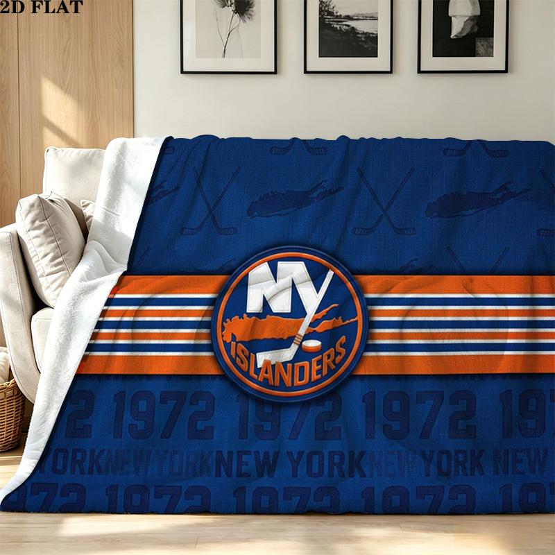 New York Islanders Print Flannel Blanket High Quality Warm Comfortable Cover for All Seasons Perfect for Gifts Home Decor