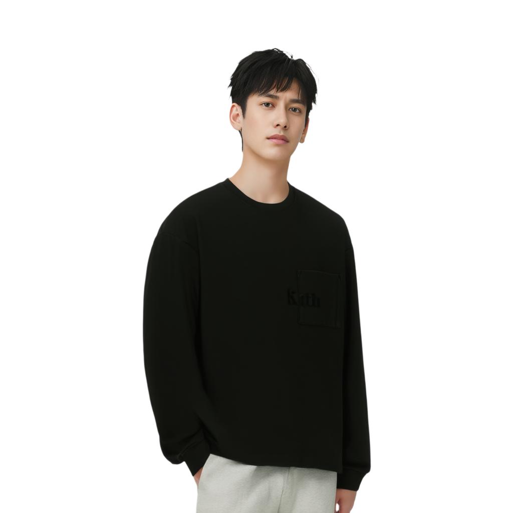 Kith Мужской топ Quinn с длинным рукавом черный KHM032399-001