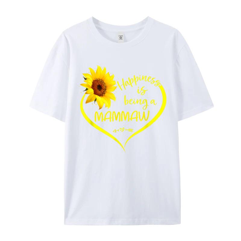 Happiness Is Being A Mammaw Oneck Tshirts Summer Tops Tees Short Sleeve Classic 100 Cotton Normal T Shirt Graphic Unisexs