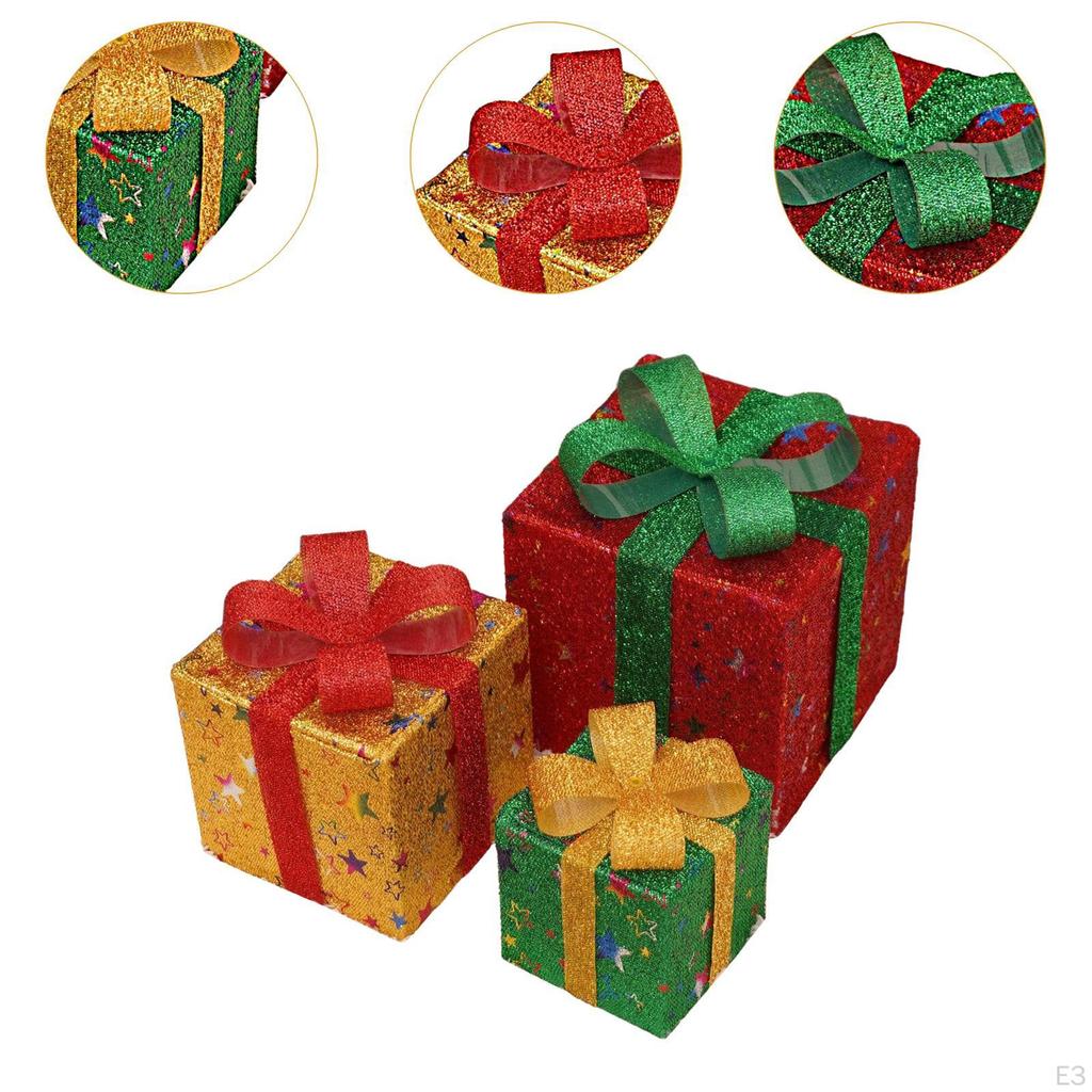 3 светящиеся подарочные коробки на Рождество, украшение на юбку, коробка для новинок, рождественские украшения