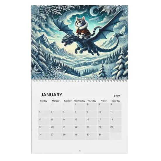 2025 Настенный календарь Забавный кот Дракон Поездка Настенный подвесной календарь 12 месяцев Расписание Органайзер Офис Домашний декор