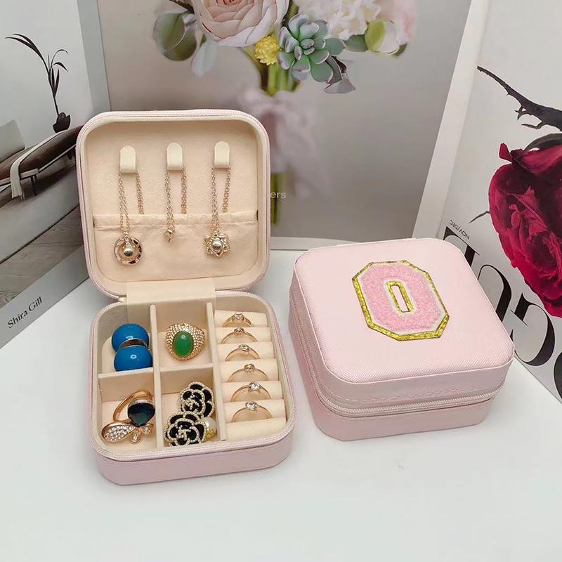 Mini Jewelry Storage Box Bridesmaid Gift Ideas Travel Jewelry Case Initial Letter with Name Birthday Party Box Mother's Day Gift