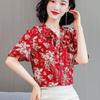 Женская летняя шифоновая рубашка с коротким рукавом и принтом, свободная рубашка большого размера, топ