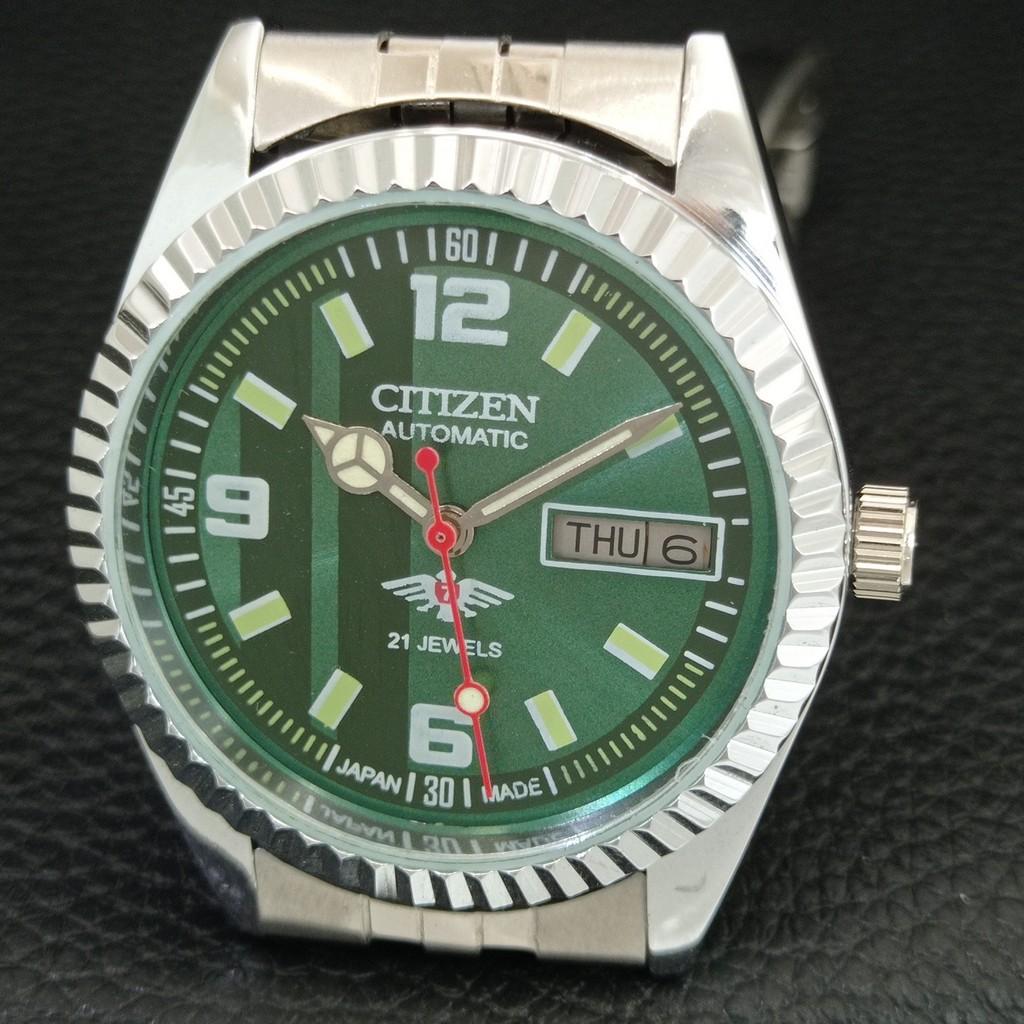 VINTAGE CITIZEN AUTOMATIC 8200 REFURBISHED JAPAN MENS GREEN DIAL WATCH a446882-1