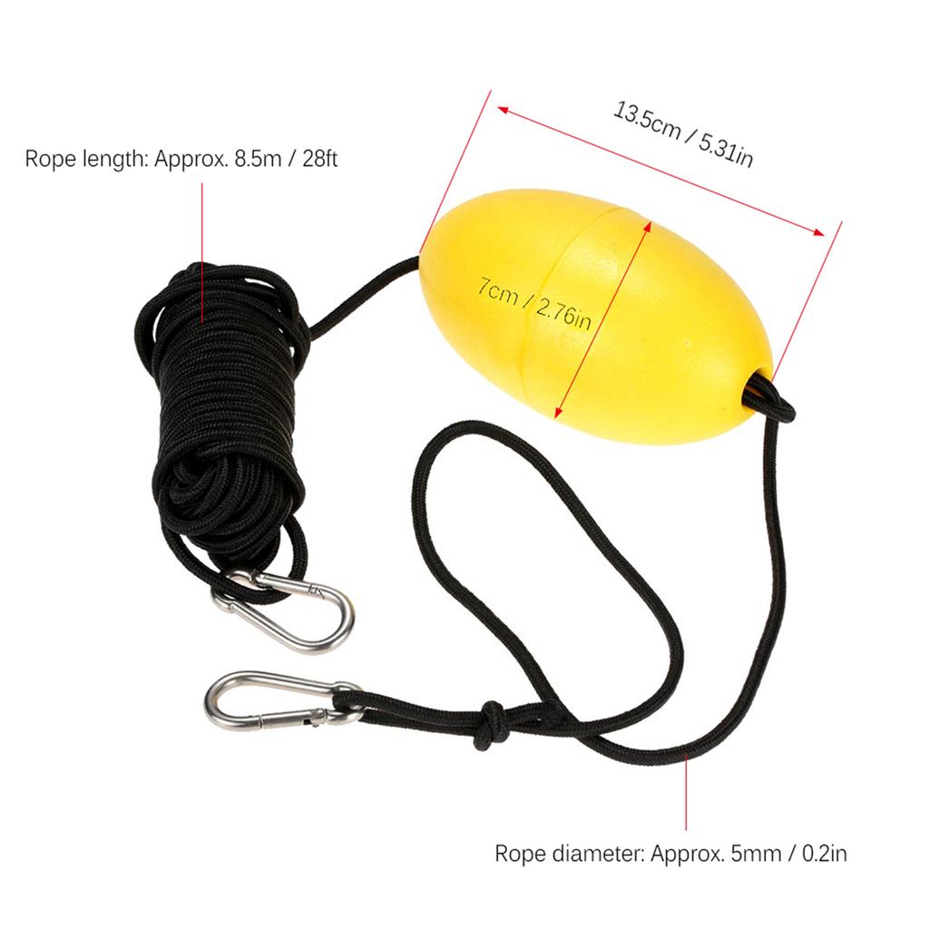 1pc Kayak Drift Anchor Tow Rope Tow Line 9.1m 30ft Long Nylon Rope Stainless Steel Clips Kayak Accessory