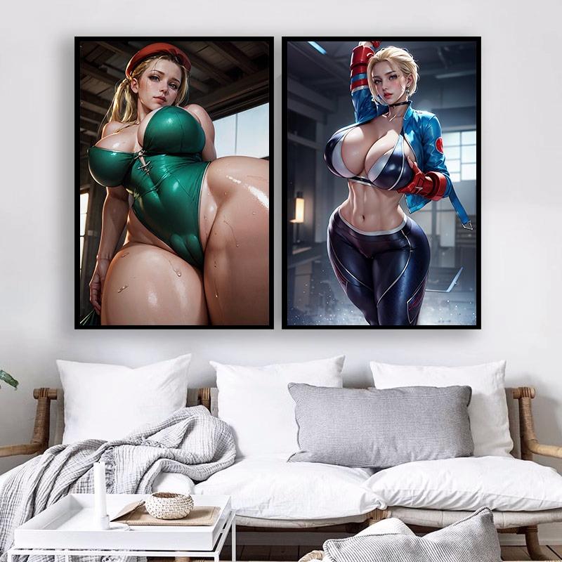 Cammy Сексуальная обнаженная картина настенное искусство без цензуры сиськи мультфильм горячая девушка большая задница HD холст постер домашний декор живопись настройка