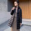Women Winter Down Coat Hooded Padded Solid Color Mid Length Slim Fit Plus Size Long Sleeves Zipper Closure Windproof Warm Jacket