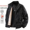 Мужская американская ретро куртка из искусственной кожи на флисовой подкладке со стойкой
