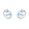 StoryMidir Earrings Moonstone Compatible with Metal Allergies Silver 925 Wave Stud Earrings Heart Platinum Finish Cute Ladies Moonstone New Year