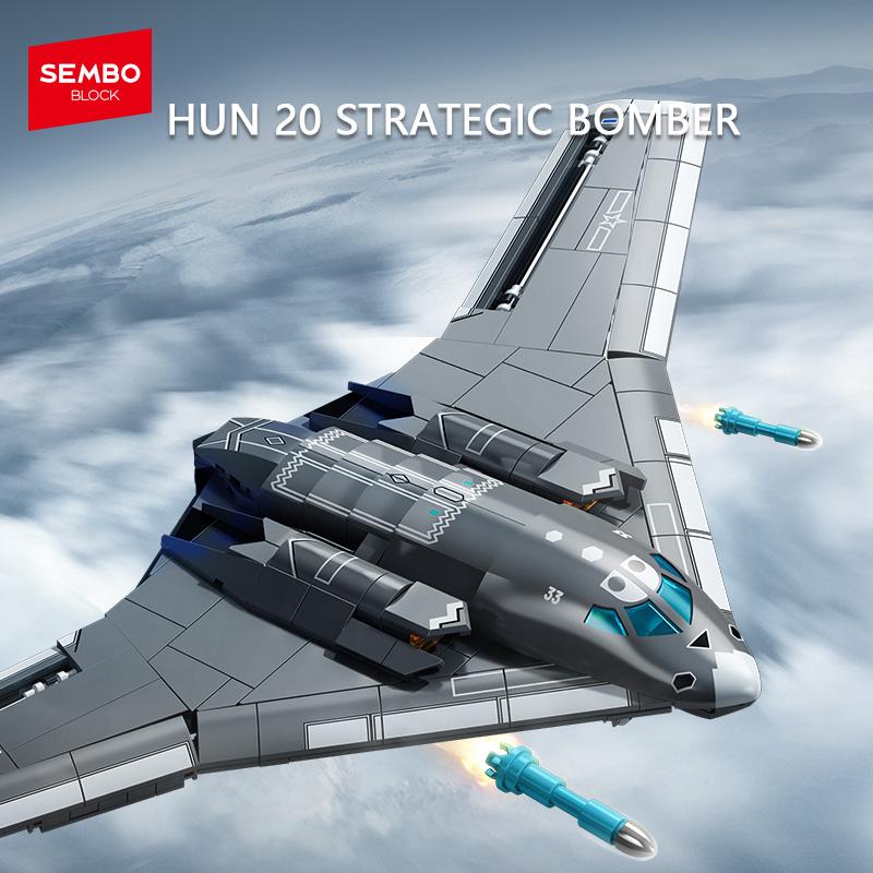 SEMBO BLOCK 555pcs MOC Warplanes Fighter Building Blocks Attack Aircraft Model Bricks DIY Ornament Toys Kids for Halloween Gifts