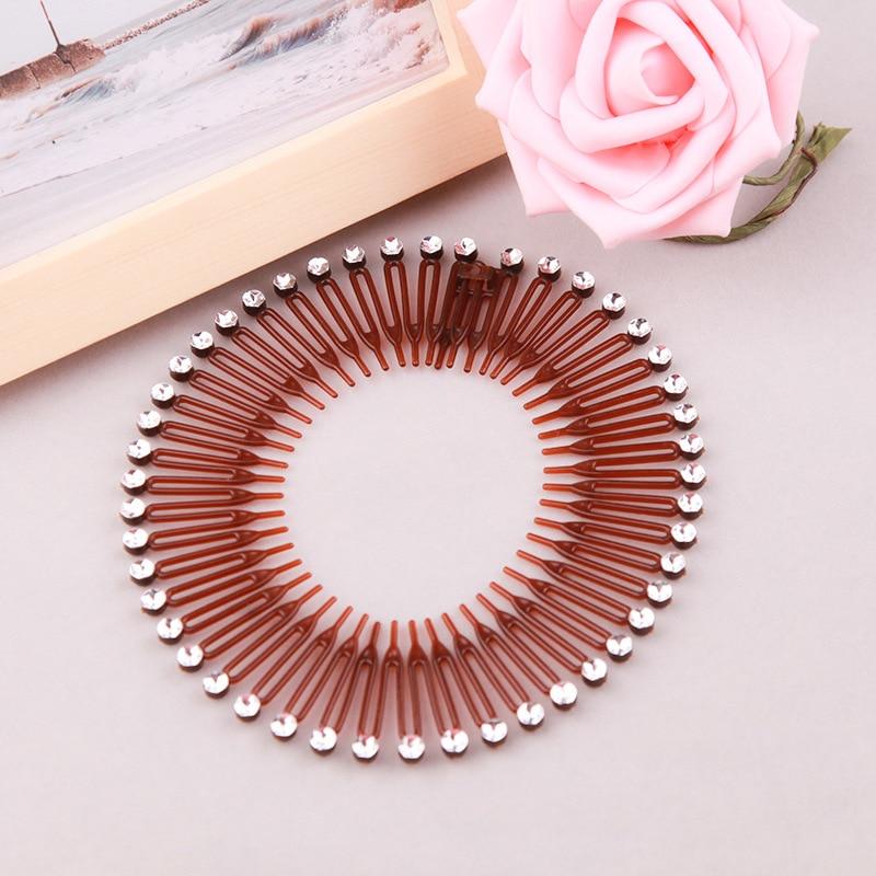 Fashion Women Plastic Stretch Diamond Hair Band Flexible Hair Comb Wavy Hair Hoop Face Washing Non-silp Spiral Band Headdress