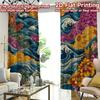 2D FLAT PRINTING 2pcs Curtains (Without Rod) Colorful Waves and Blooms Popular Curtains&Drapes Versatile Fabric Curtains Present