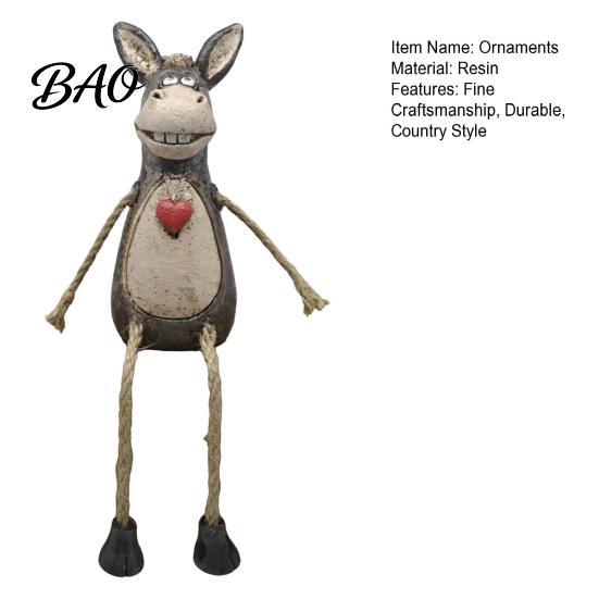 Creative Resin Art for Home Rustic Donkey Shelf Sitter Figurine, Hanging Leg Farm Animal Statue, Collectible Figurines Gifts Whimsical Country