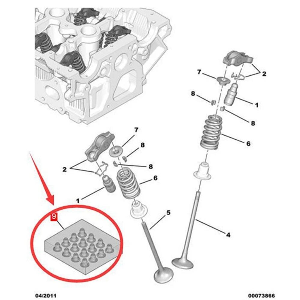 16 x Сальник клапана двигателя 1640098880 Для Peugeot 208 308 408 3008 Citroen C4 C5