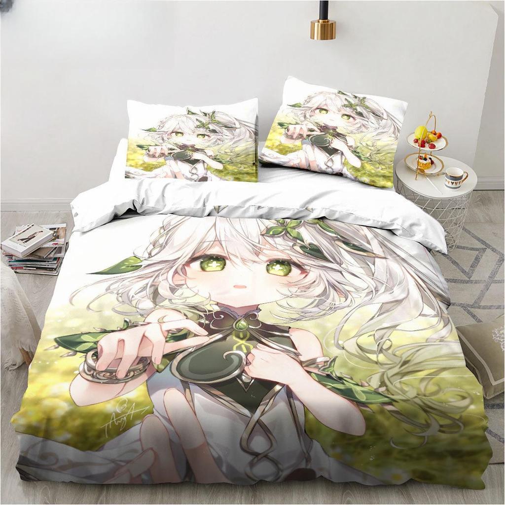 New Genshin Impact Nahida Kawaii Cute Cartoon Nahida King Twin Double Child Bedding Set Microfiber or Polyester Duvet Cover Set