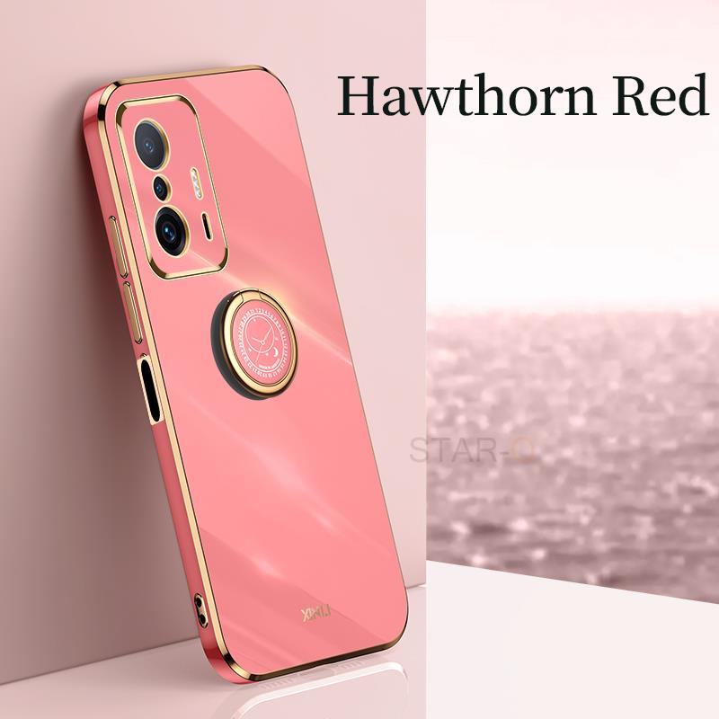 Роскошный чехол с квадратным бампером и кольцом-держателем для телефона Xiaomi Mi 11t Pro 11 T, силиконовый чехол-подставка на Xiomi Mi11 Mi11t 11tpro