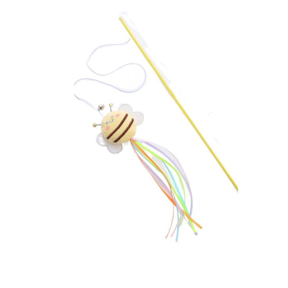 Палочка-дразнилка для кошек в форме пчелки, плюшевая интерактивная палочка, новая игрушка для кошек, кошка