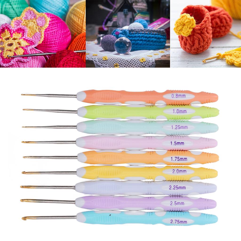 9pcs Aluminum Crochet Hooks Professional Portable Ergonomic Crochet Needles for Knitting Craft Yarn