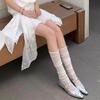 Ballet Socks Summer Thin Girl Breathable Mesh Stacking Socks Calf White Thin Tube